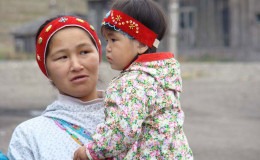 Mother and the daughter on the festival of local people