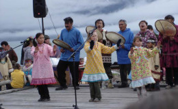 Little Eskimo children on the Whale festival